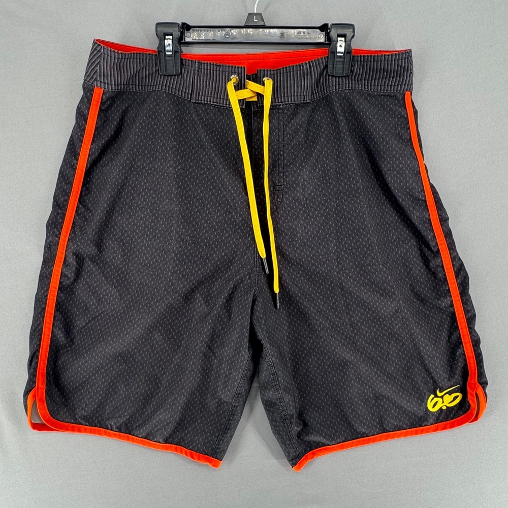 Nike 6.0 Mens Board Shorts Black Orange Yellow Size 31‎ 404587-010 Surf Swimwear